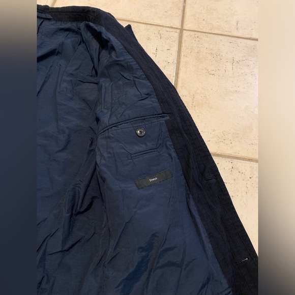 Hugo Boss QUEEN-W Navy Pinstripe Cotton Blend Blazer Jacket Size 102 - Picture 5 of 11